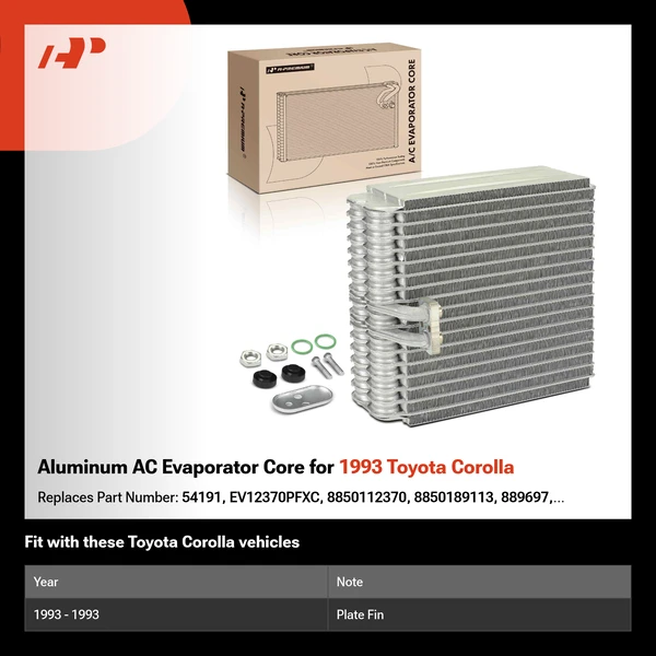 Aluminum AC Evaporator Core for 1993 Toyota Corolla