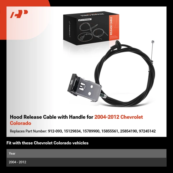 Hood Release Cable with Handle for 2004-2012 Chevrolet Colorado