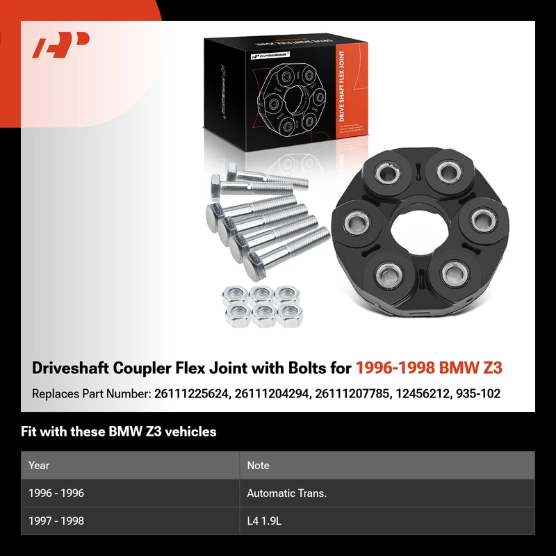 Driveshaft Coupler Flex Joint with Bolts for 1996-1998 BMW Z3