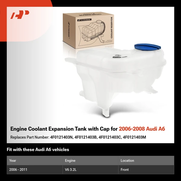 Engine Coolant Expansion Tank with Cap for 2006-2008 Audi A6