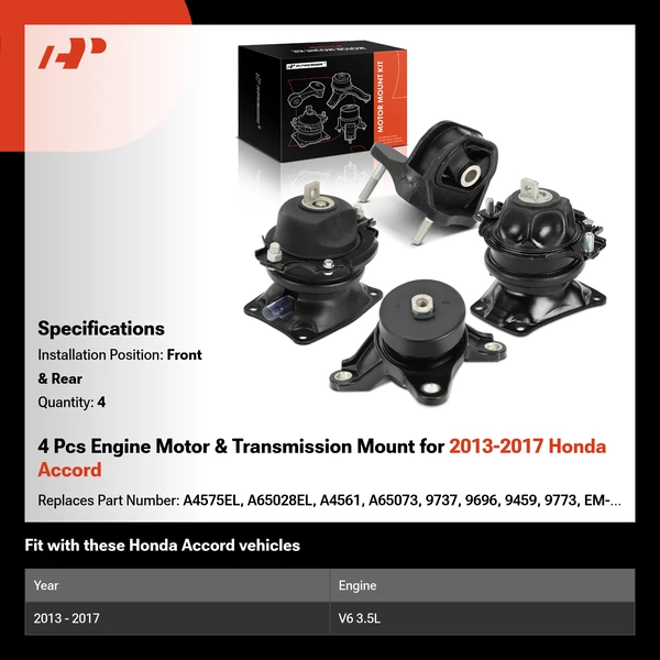 4 Pcs Engine Motor & Transmission Mount for 2013-2017 Honda Accord