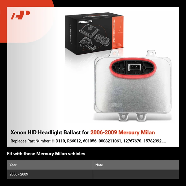Xenon HID Headlight Ballast for 2006-2009 Mercury Milan