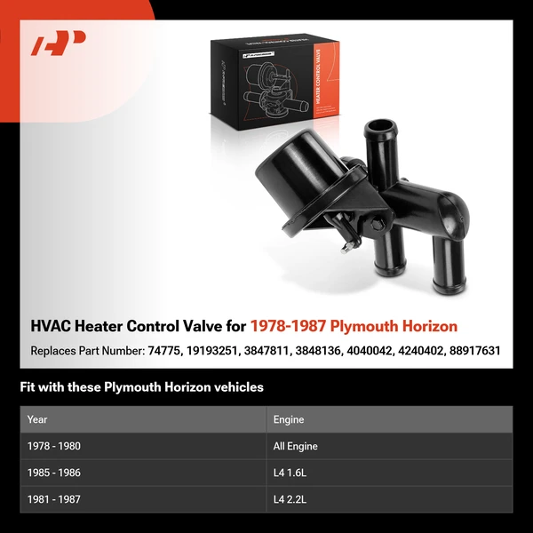 HVAC Heater Control Valve for 1978-1987 Plymouth Horizon
