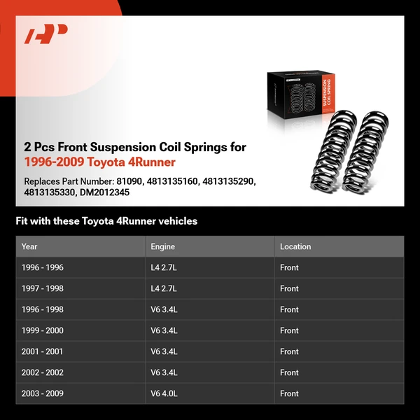 2 Pcs Front Suspension Coil Springs for 1996-2009 Toyota 4Runner