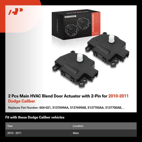 2 Pcs Main HVAC Blend Door Actuator with 2-Pin for 2010-2011 Dodge Caliber