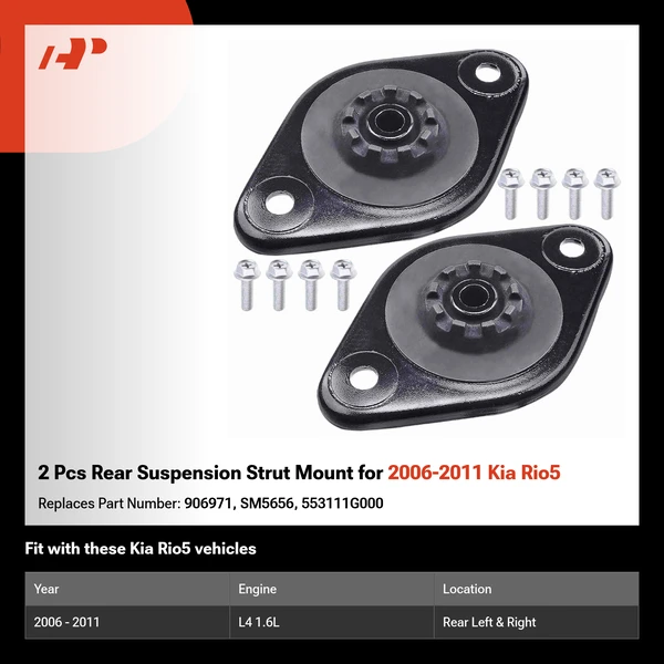 2 Pcs Rear Suspension Strut Mount for 2006-2011 Kia Rio5