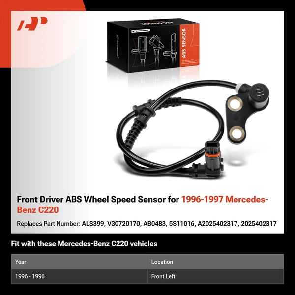 Front Driver ABS Wheel Speed Sensor for 1996-1997 Mercedes-Benz C220