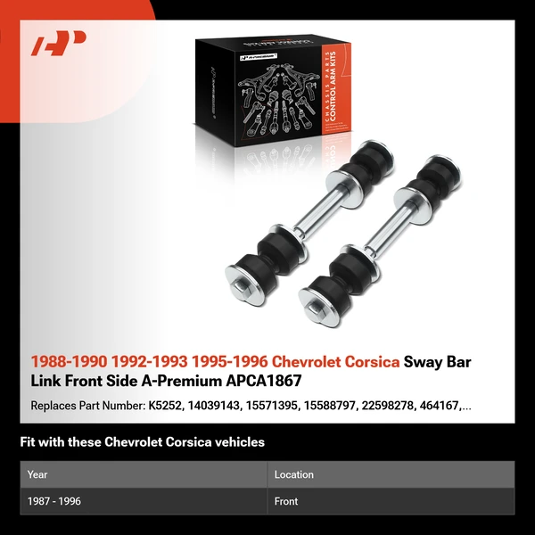 1988-1990 1992-1993 1995-1996 Chevrolet Corsica Sway Bar Link Front Side A-Premium APCA1867