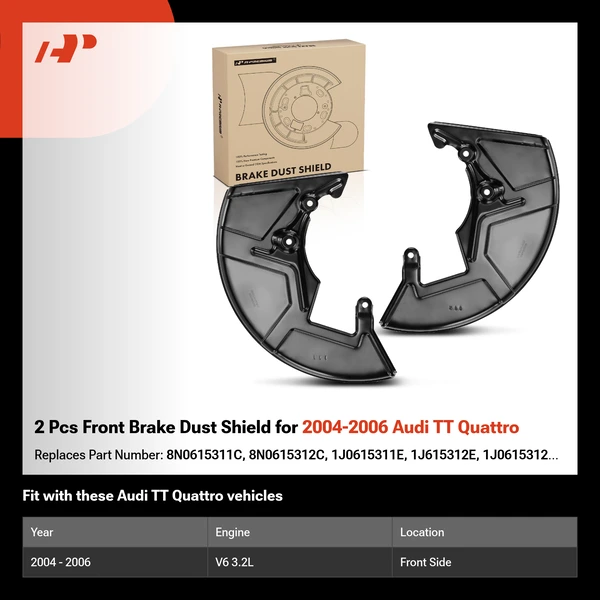 2 Pcs Front Brake Dust Shield for 2004-2006 Audi TT Quattro