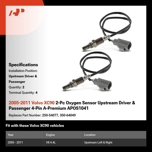 2005-2011 Volvo XC90 2-Pc Oxygen Sensor Upstream Driver & Passenger 4-Pin A-Premium APOS1041