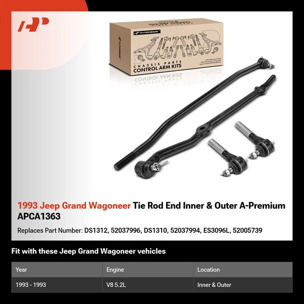1993 Jeep Grand Wagoneer Tie Rod End Inner & Outer A-Premium APCA1363