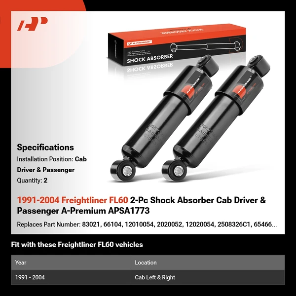 1991-2004 Freightliner FL60 2-Pc Shock Absorber Cab Driver & Passenger A-Premium APSA1773