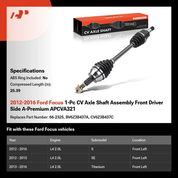 2012-2016 Ford Focus 1-Pc CV Axle Shaft Assembly Front Driver Side A-Premium APCVA321