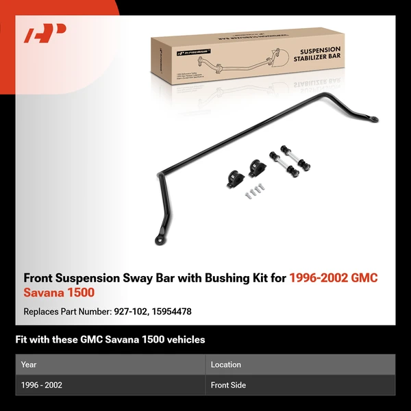 Front Suspension Sway Bar with Bushing Kit for 1996-2002 GMC Savana 1500