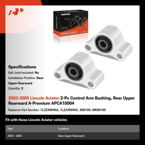 2003-2005 Lincoln Aviator 2-Pc Control Arm Bushing, Rear Upper Rearward A-Premium APCA10004