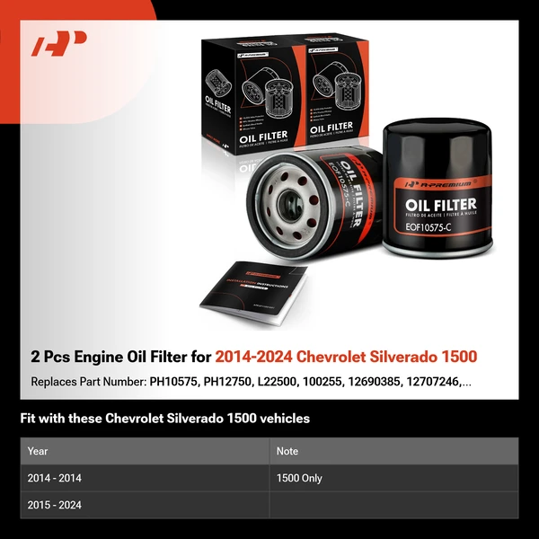 2 Pcs Engine Oil Filter for 2014-2024 Chevrolet Silverado 1500