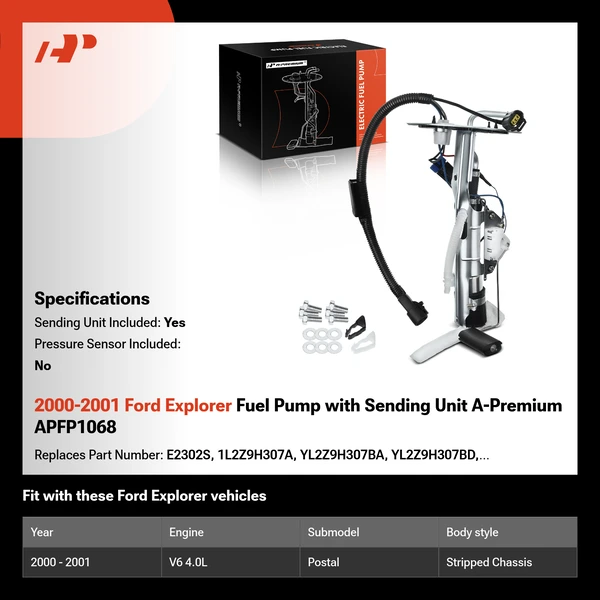 2000-2001 Ford Explorer Fuel Pump with Sending Unit A-Premium APFP1068