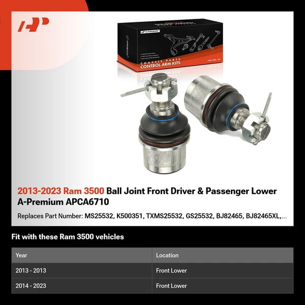 2013-2023 Ram 3500 Ball Joint Front Driver & Passenger Lower A-Premium APCA6710