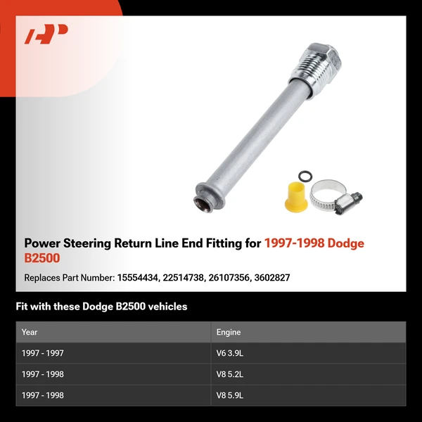 Power Steering Return Line End Fitting for 1997-1998 Dodge B2500