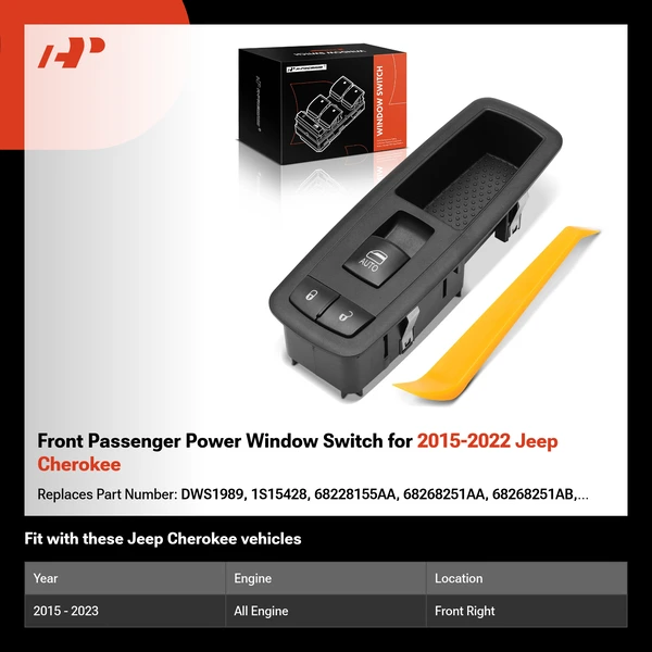 Front Passenger Power Window Switch for 2015-2022 Jeep Cherokee