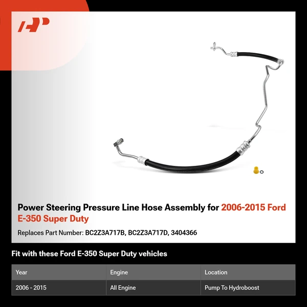 Power Steering Pressure Line Hose Assembly for 2006-2015 Ford E-350 Super Duty