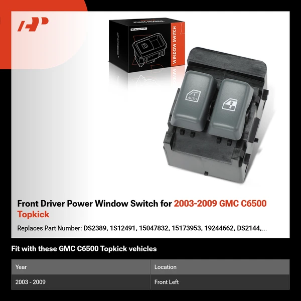 Front Driver Power Window Switch for 2003-2009 GMC C6500 Topkick