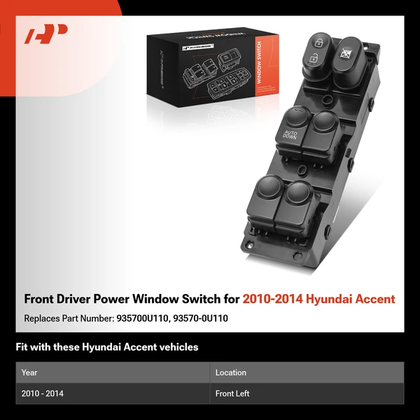 Front Driver Power Window Switch for 2010-2014 Hyundai Accent