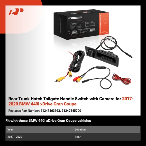 Rear Trunk Hatch Tailgate Handle Switch with Camera for 2017-2020 BMW 440i xDrive Gran Coupe