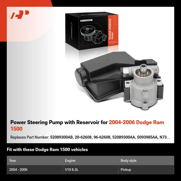 Power Steering Pump with Reservoir for 2004-2006 Dodge Ram 1500