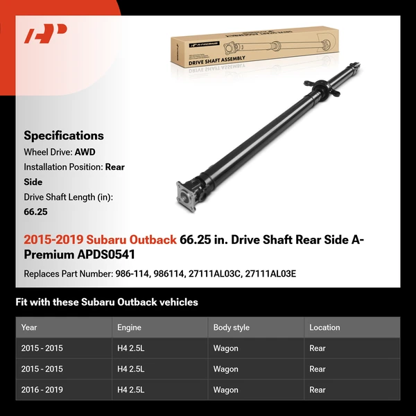 2015-2019 Subaru Outback 66.25 in. Drive Shaft Rear Side A-Premium APDS0541