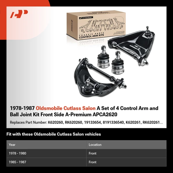 1978-1987 Oldsmobile Cutlass Salon A Set of 4 Control Arm and Ball Joint Kit Front Side A-Premium APCA2620