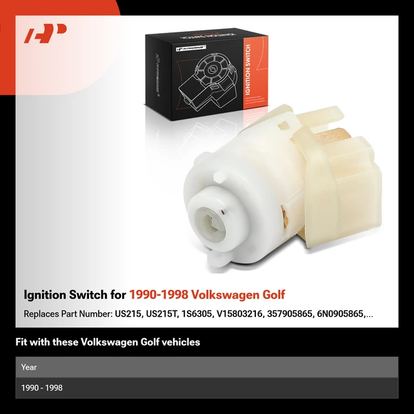 Ignition Switch for 1990-1998 Volkswagen Golf