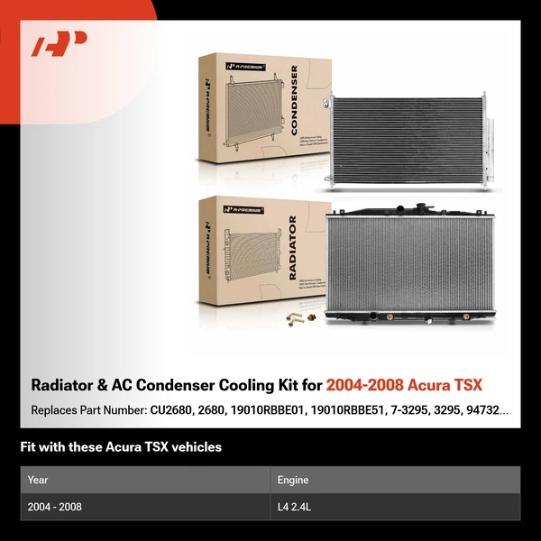 Radiator & AC Condenser Cooling Kit for 2004-2008 Acura TSX