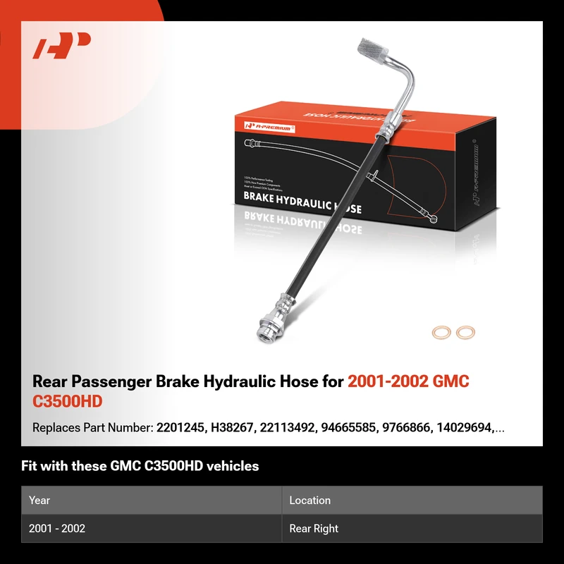 Rear Passenger Brake Hydraulic Hose for 2001-2002 GMC C3500HD