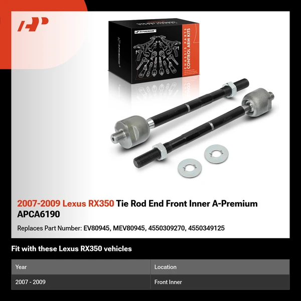 2007-2009 Lexus RX350 Tie Rod End Front Inner A-Premium APCA6190