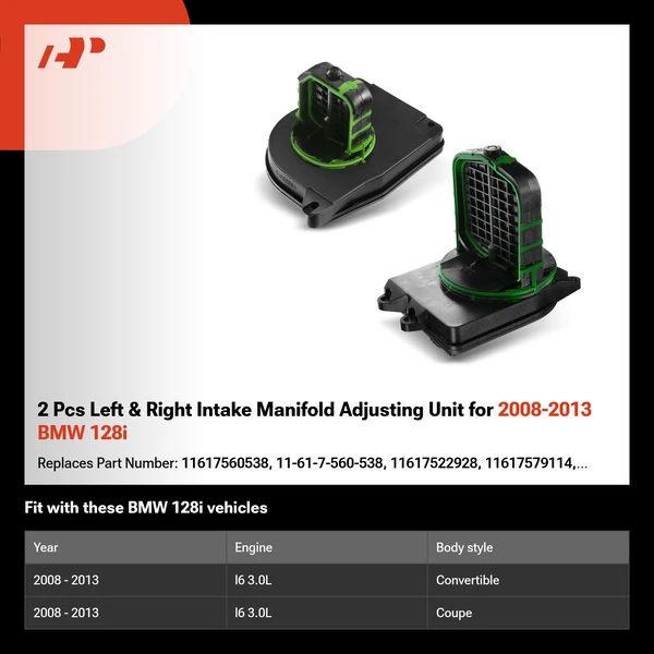 2 Pcs Left & Right Intake Manifold Adjusting Unit for 2008-2013 BMW 128i