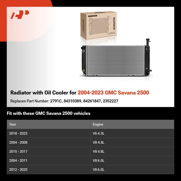Radiator with Oil Cooler for 2004-2023 GMC Savana 2500