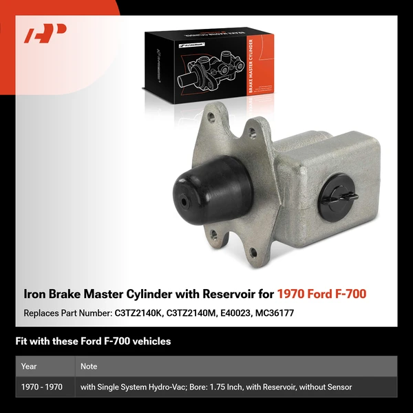 Iron Brake Master Cylinder with Reservoir for 1970 Ford F-700