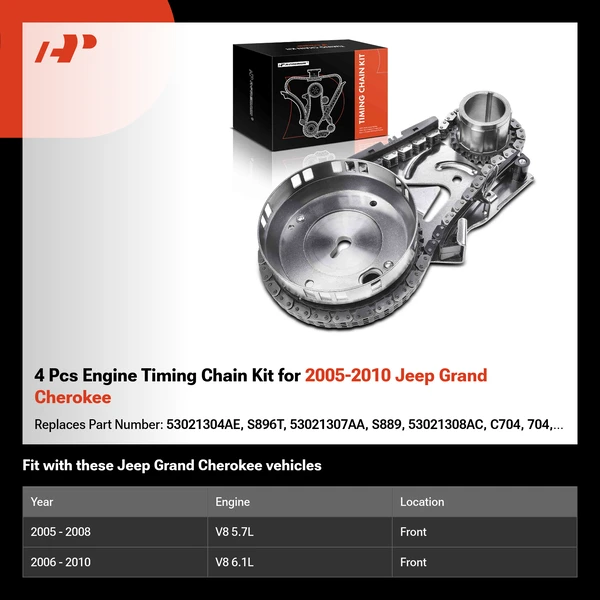 4 Pcs Engine Timing Chain Kit for 2005-2010 Jeep Grand Cherokee