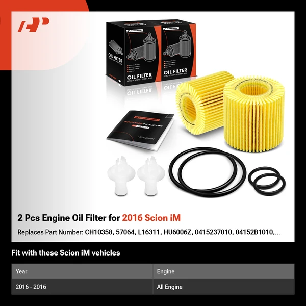 2 Pcs Engine Oil Filter for 2016 Scion iM