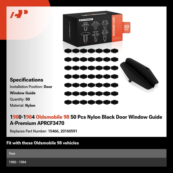 1980-1984 Oldsmobile 98 50 Pcs Nylon Black Door Window Guide A-Premium APRCF3470