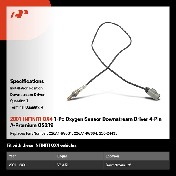 2001 INFINITI QX4 1-Pc Oxygen Sensor Downstream Driver 4-Pin A-Premium OS219