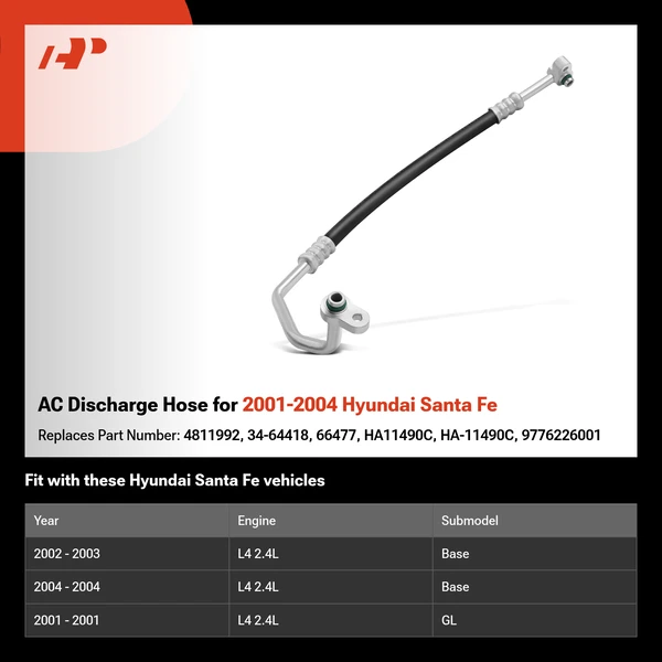 AC Discharge Hose for 2001-2004 Hyundai Santa Fe