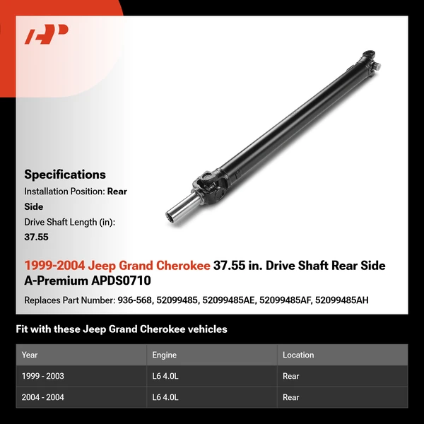 1999-2004 Jeep Grand Cherokee 37.55 in. Drive Shaft Rear Side A-Premium APDS0710