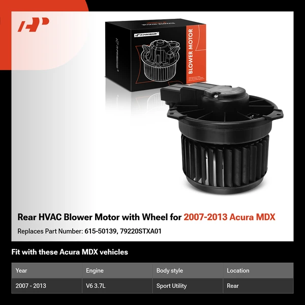 Rear HVAC Blower Motor with Wheel for 2007-2013 Acura MDX