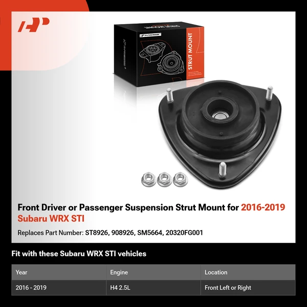 Front Driver or Passenger Suspension Strut Mount for 2016-2019 Subaru WRX STI