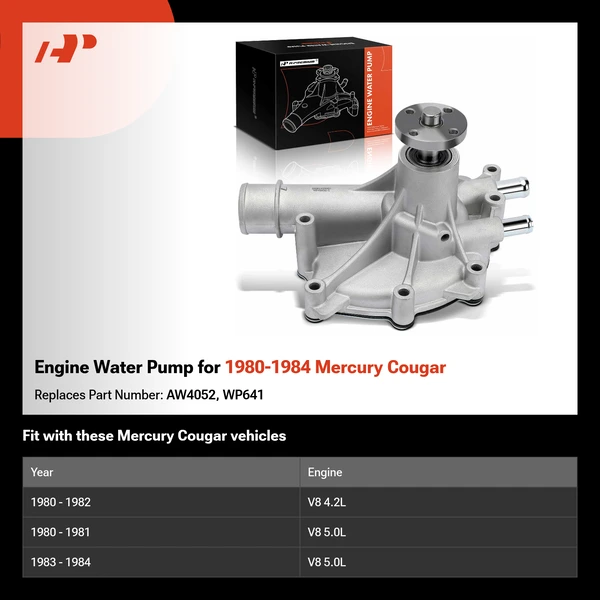 Engine Water Pump for 1980-1984 Mercury Cougar