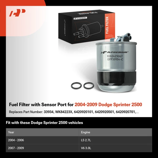 Fuel Filter with Sensor Port for 2004-2009 Dodge Sprinter 2500