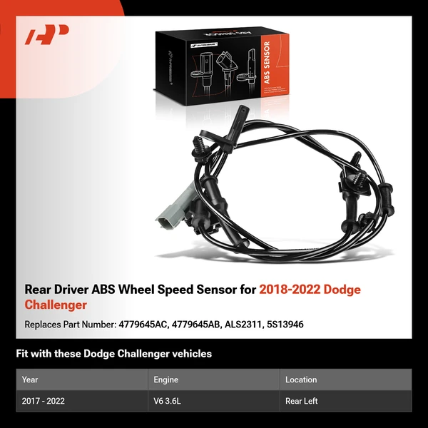 Rear Driver ABS Wheel Speed Sensor for 2018-2022 Dodge Challenger