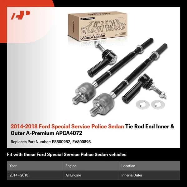 2014-2018 Ford Special Service Police Sedan Tie Rod End Inner & Outer A-Premium APCA4072
